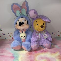 Disney Easter  Winnie The Pooh , Minnie  Bunny Plush NEW