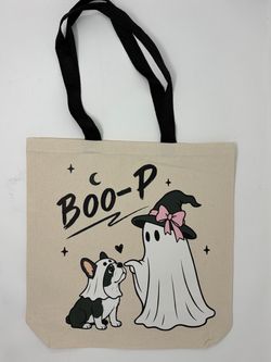 Halloween Canvas Tote Bag Boo-P Ghost