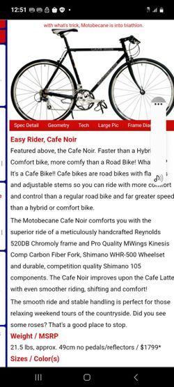 Motobecane CAFE NOIR ROAD BIKE for Sale in Temecula CA OfferUp