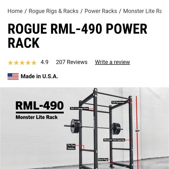 Rogue RML-490 Power Rack