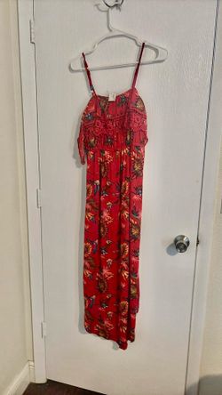 Summer long dress size medium for women color red