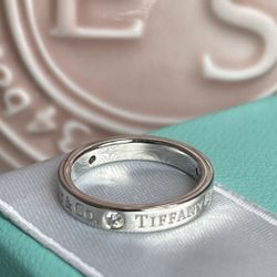 Tiffany & Co. Band Ring with Diamonds Platinum size 4 NEW $2600