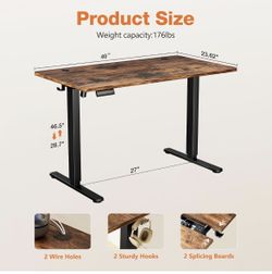 40" Electric Adjustable Standing Desk – Rustic Brown