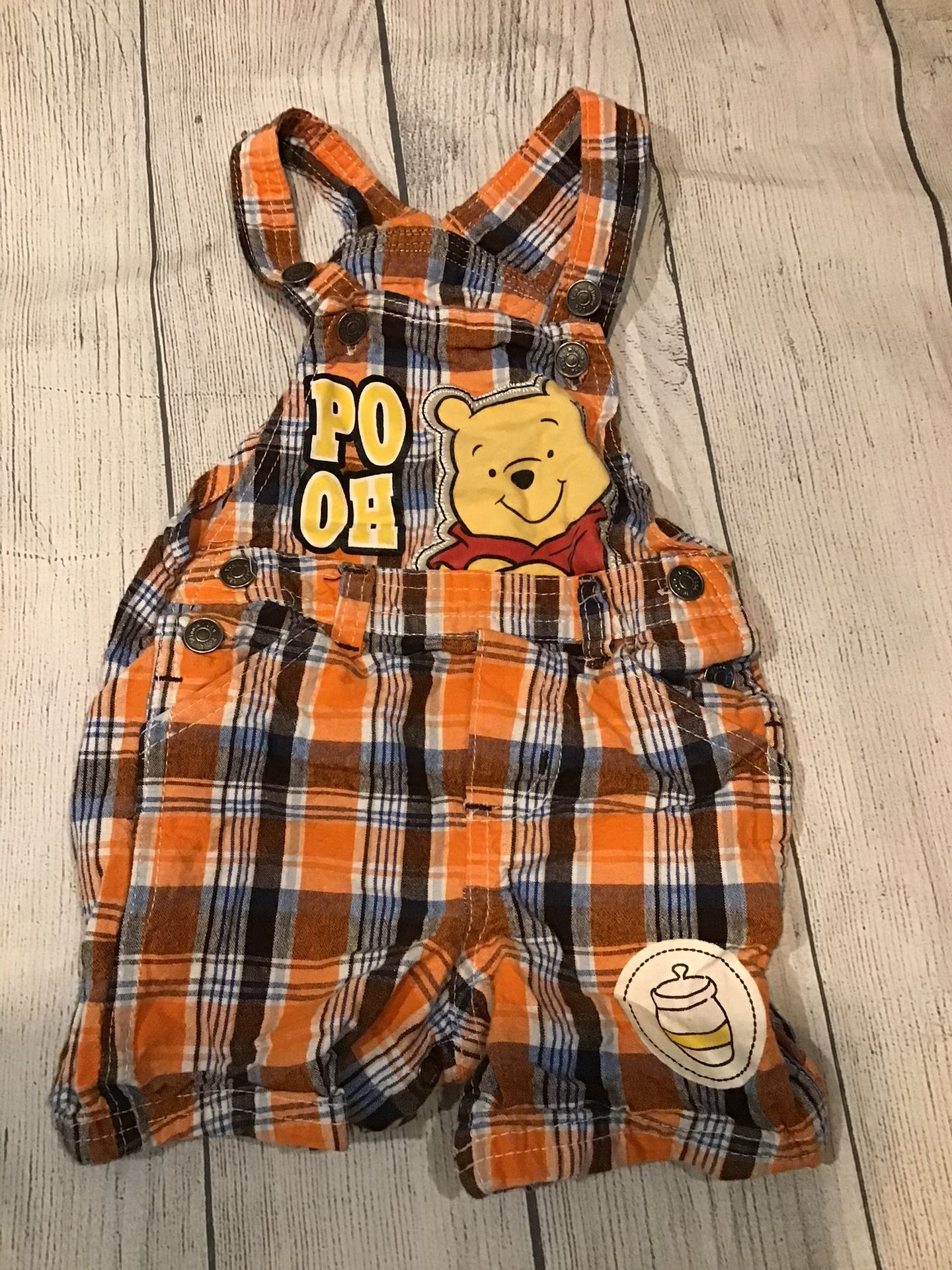 Vintage Disney Winnie The Pooh Plaid Overalls Size 18 Months 