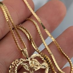 P1C6✨💛✨14K Gold Open Heart Flower Pendant and Necklace 6.72g.| 16"|✨👌