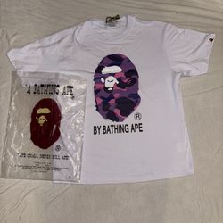 White And Purple Bape Tee Large 