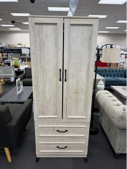70" H Armoire Wardrobe Closet With 2 Doors & 2 Drawers