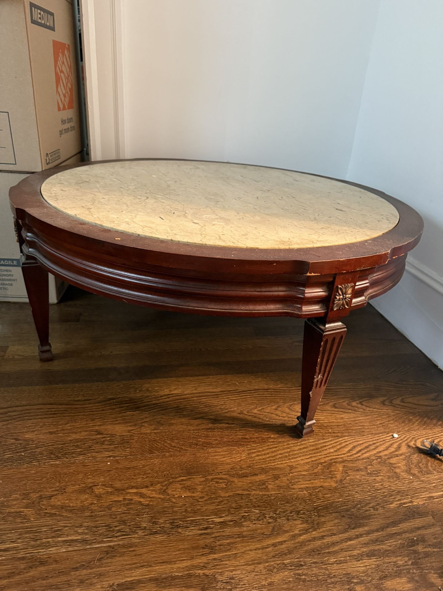 Wood and Marble Coffee Table