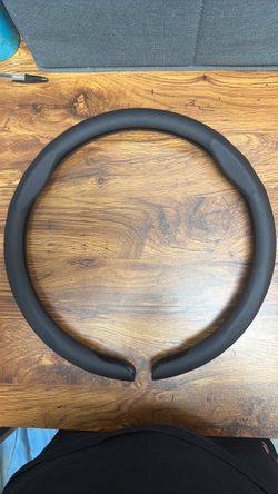 Steering Wheel Cover - Black Suede D-Shape 15 inch, Carbon Fiber Lining