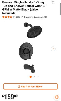 Rumson Single-Handle 1-Spray Tub and Shower Faucet with 1.8 GPM in Matte Black (Valve Included)