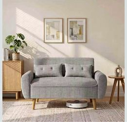 Small Modern Loveseat Couch Sofa, Mid Century Fabric Upholstered 2-Seat Sofa Couch Love Seats Furnit
