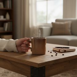 Dansk Speckled Nielstone 2 7/8" x 2 5/8 Mug - Stoneware Espresso Tan