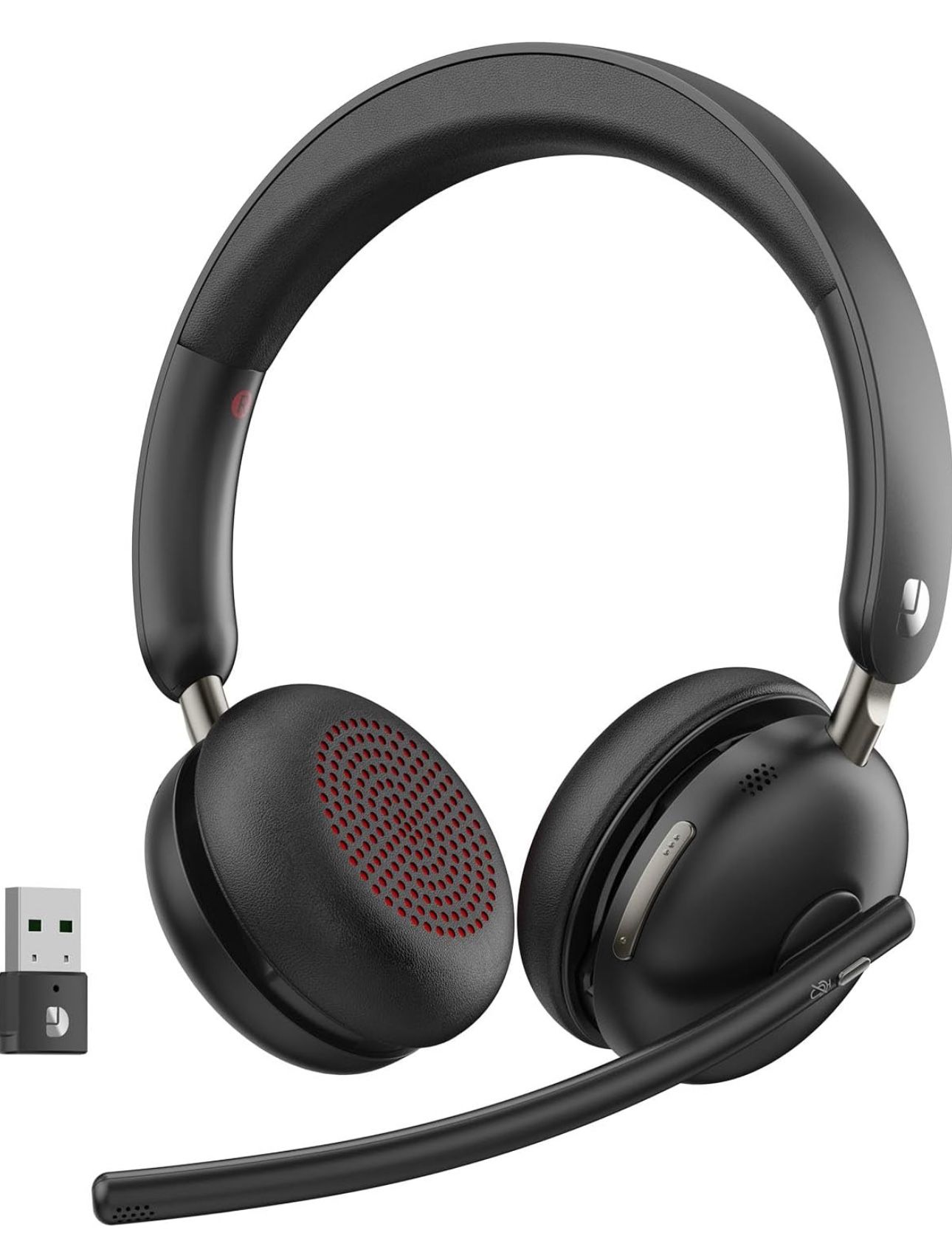 Bluetooth 5.3 Headset, Wireless Headset with Mic for Work (AI Noise Cancelling), Wireless Headphones with Mic & USB Dongle, 65H & Mute Function, Fit f
