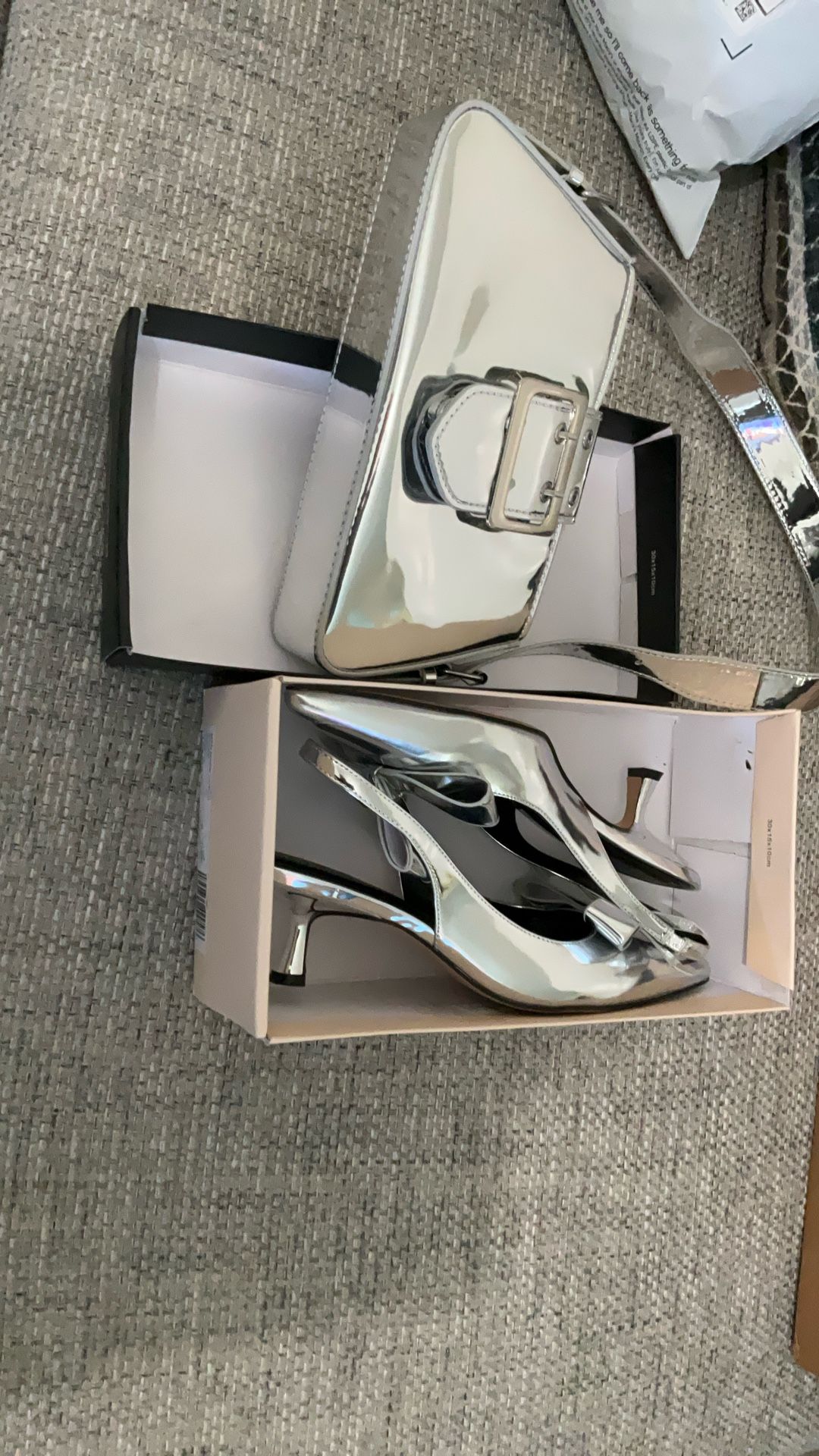BCBGeneration Women Silver Shoes and Shoulder Silver Bag