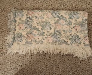 Small Floral Cotton Throw with Fringe