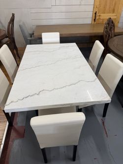 Marble Top Dining Table with 4 Chairs