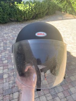 Bell Riot Helmet (DOT Certified) w/ Bubble Face Shield – Size L – Matte Black