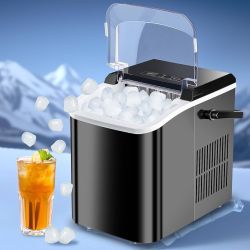 Ice Makers Countertop, Portable Ice Machine with Carry Handle, 2 Sizes of Icecube for Home Kitchen Bar Party Camping