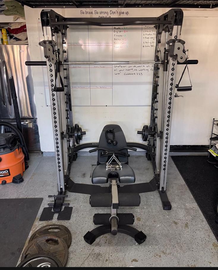 Gym Smith Machine with Attachments and Plates 