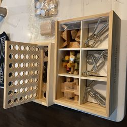 BROOKSTONE wooden game Set W/Carrying Bag