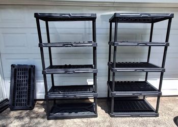Heavy Duty Plastic Garage Storage Shelving Units 5 Tier Resin Shelf Lot