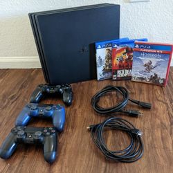 PS4 Playstation 4 Pro Console + Games (Red Dead Redemption 2, Horizon, Black Desert)
