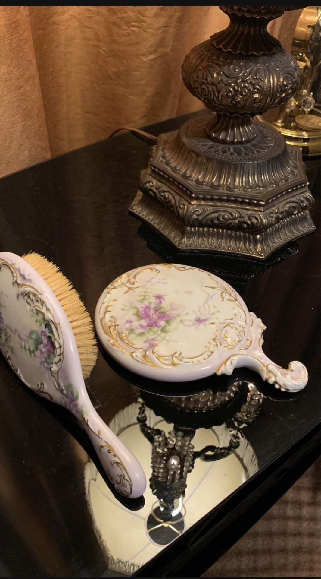 Antique Mirror And Brush