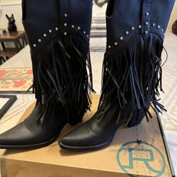 Women’s Black Roper Fringe Boots