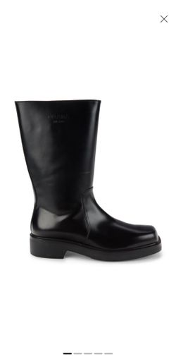 Prada Leather Stovepipe Mid Calf Boots