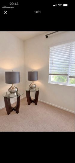 Side table and coffee table with lamps included