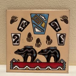 Hand-painted Ceramic Tile Southwestern/Native American-inspired Design