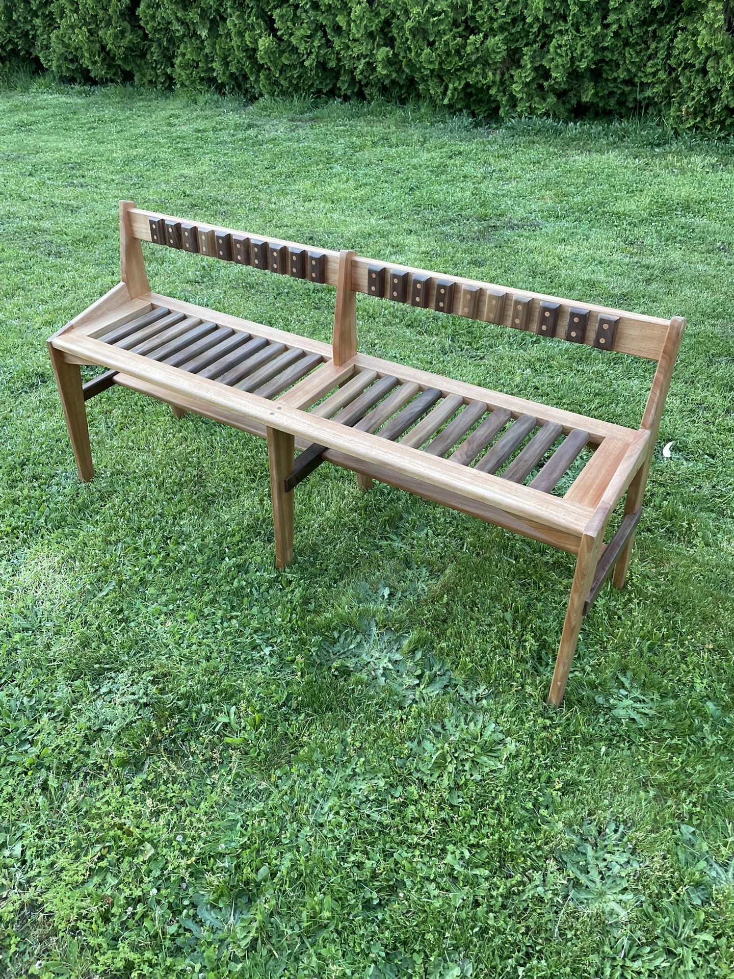 Handcrafted Genuine Mahogany Hall Table with Walnut Accents