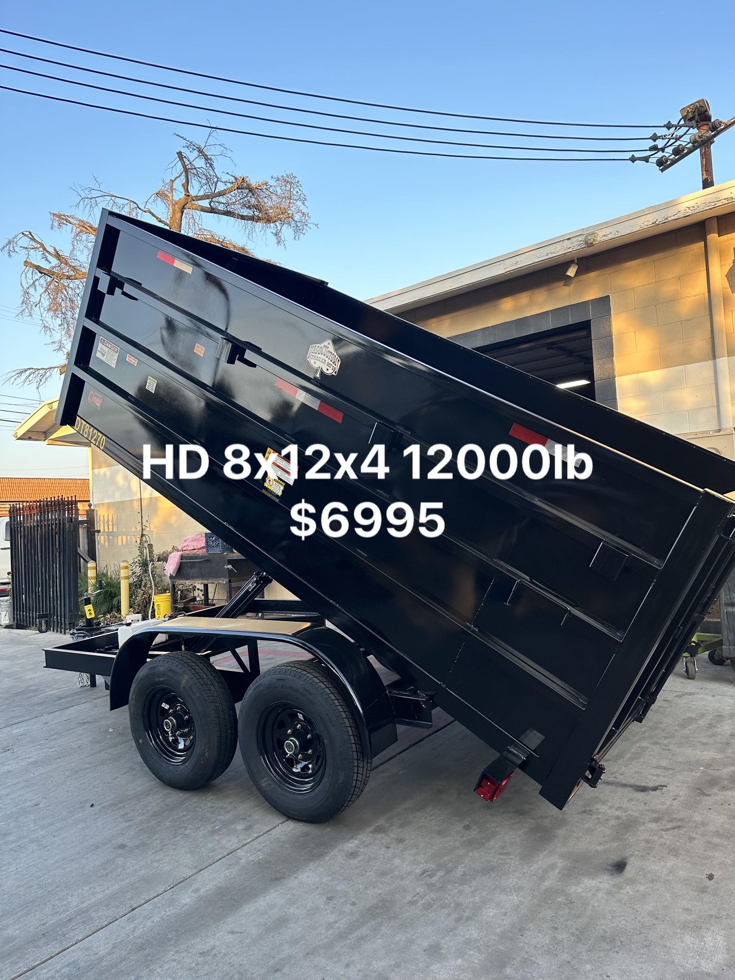 Dump Trailer 8x12x4 12000lb $6995 Cash / Card