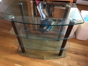 Glass table 4 shelves 4” tall heavy