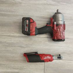 Milwaukee 1/2 Inch Impact And 3/8 Battery Ratchet