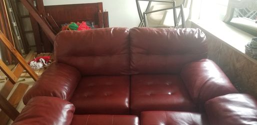 Twin Red Leather Couches