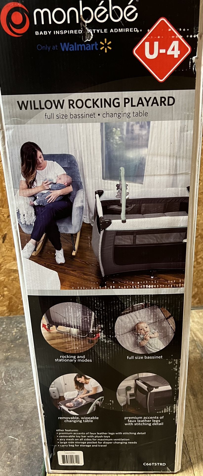 Monbebe Willow Rocking Baby Play Yard with Full Size Bassinet, Stardust