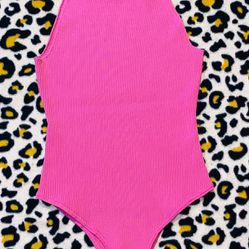 WOMENS✨🟡HOT PINK💕🌸💕COLLARED ONE PIECE SIZE XL BODYSUIT💕⚪️💕🌸✨