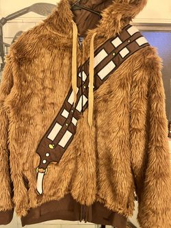 Star Wars Chewbacca Cosplay Costume Furry Hoodie Faux Fur Jacket Size L