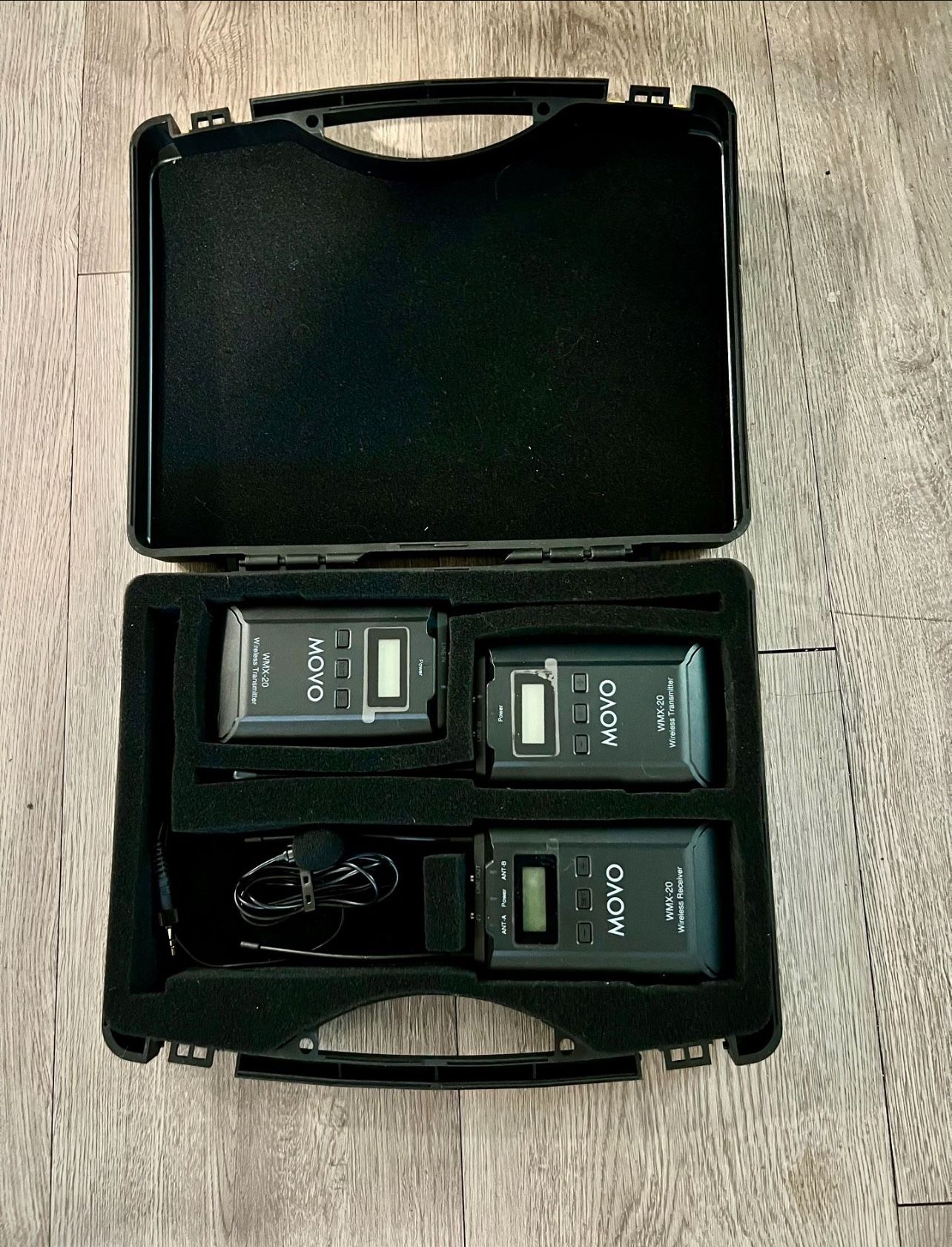 Movo WMX-20-DUO 48-Channel UHF Wireless Lavalier Microphone System w/ Receiver, 2 Transmitters & Lapel Microphone w/ Hard Carrying Case