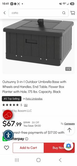 Outsunny 3-in-1 Outdoor Umbrella Base Black