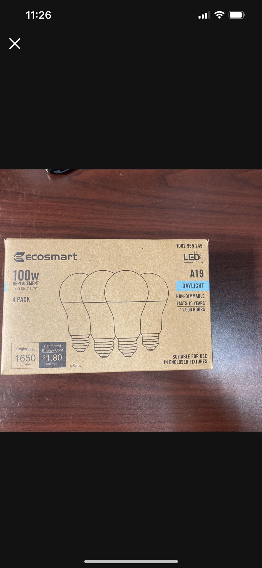 100w EcoSmart Led A19 Light Bulbs Daylight 4 Pack