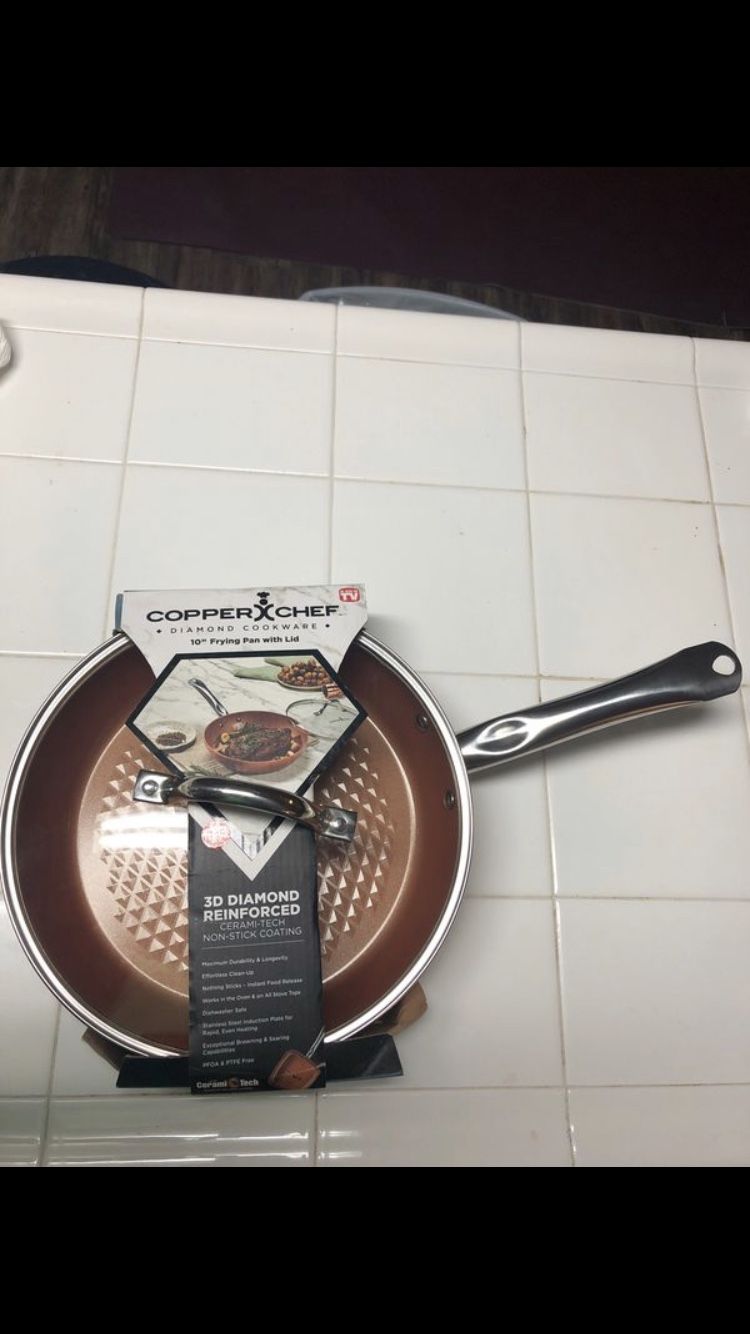 NEW Copper Chef Diamond Cookware 10” Frying Pan with Lid