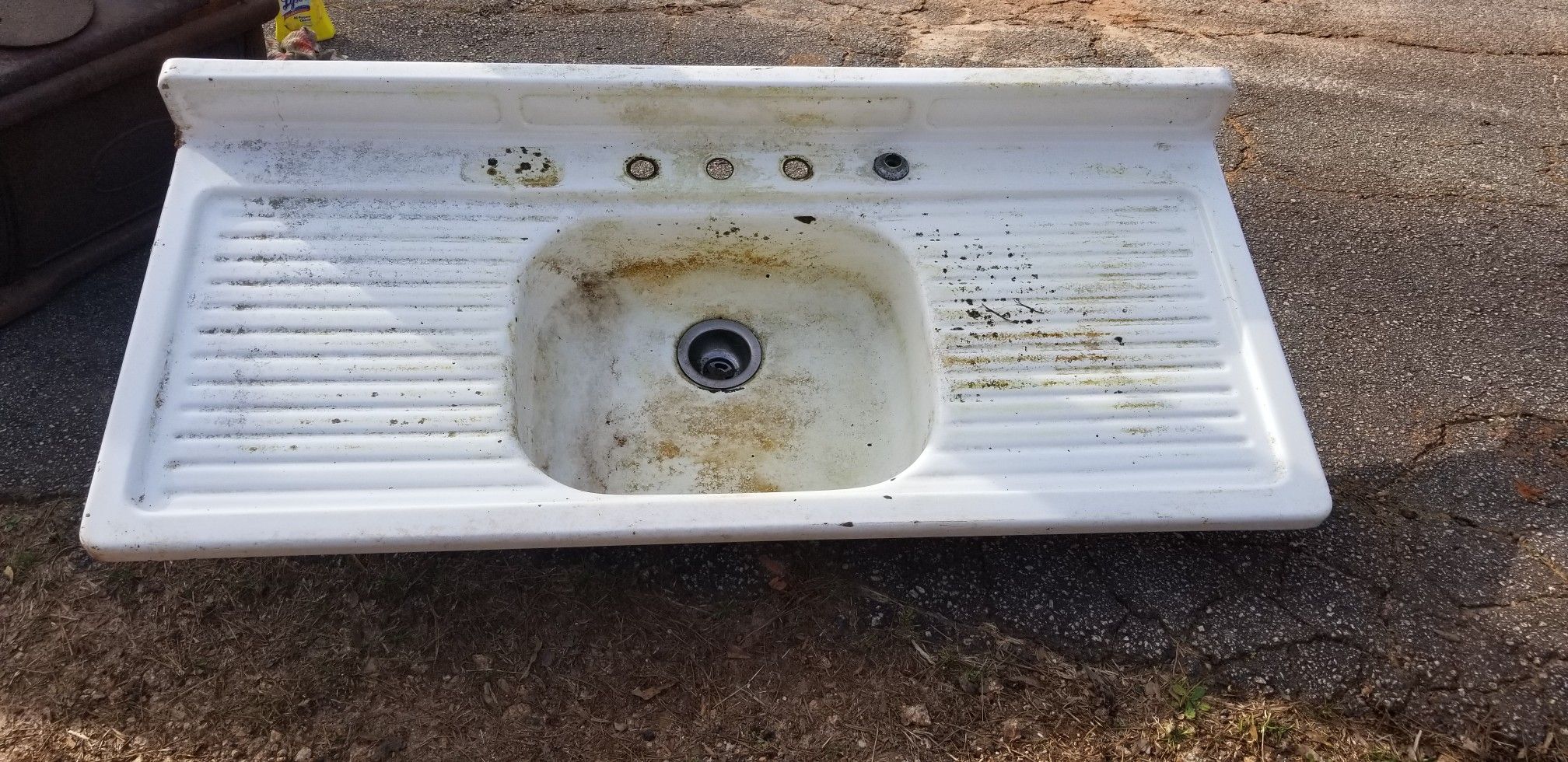 Vintage farmhouse double drainboard sink