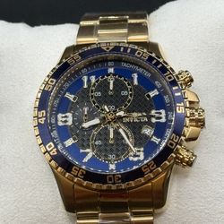 Invicta Specialty Pilot Men's 45mm Watch Gold Tone Blue Dial Chronograph