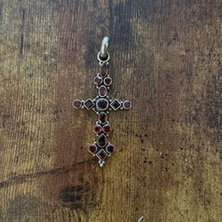 Red Gemstone And 925 Silver Cross Pendent 65Obo 