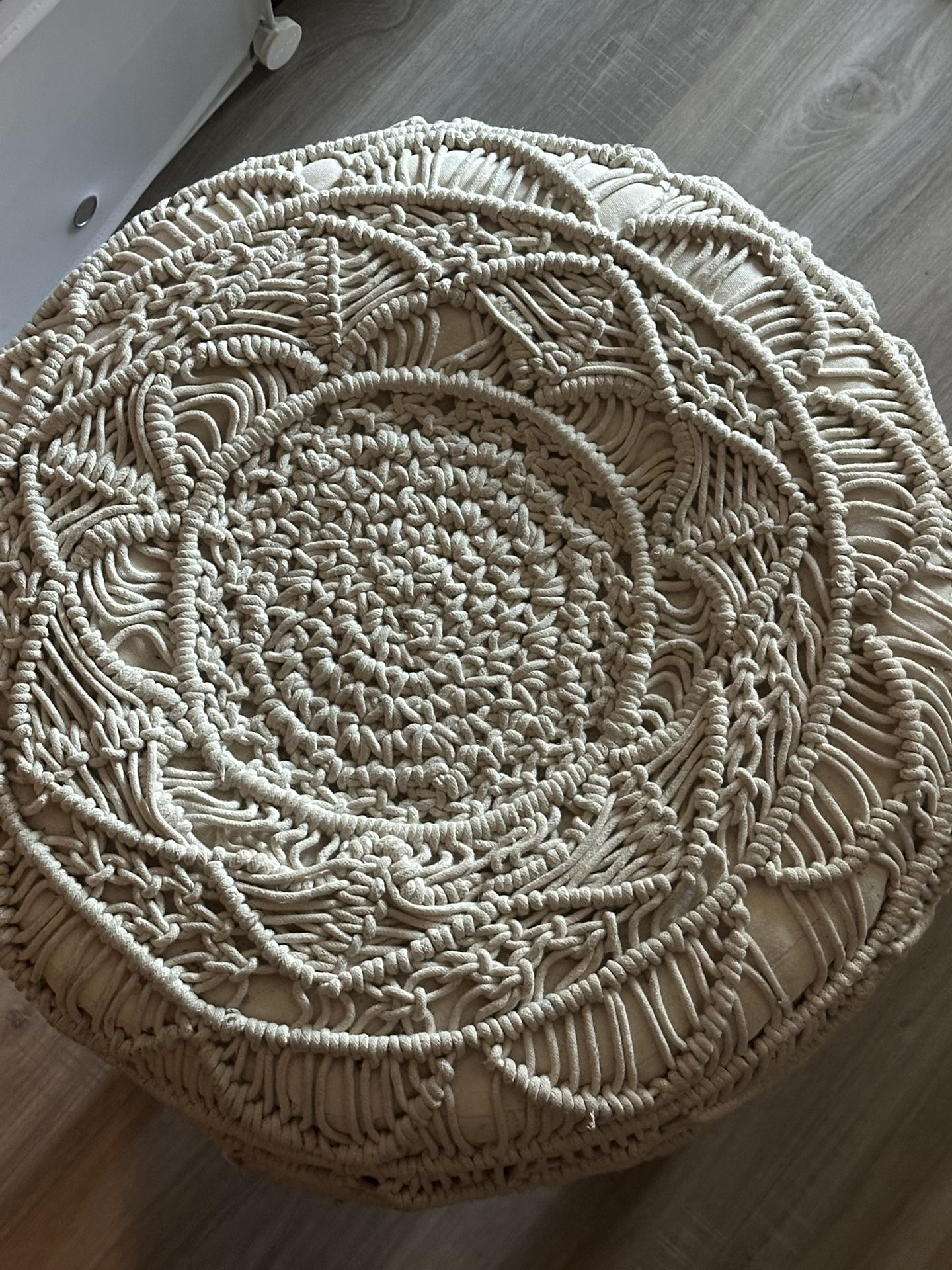 Boho Macrame Organic Ottoman 
