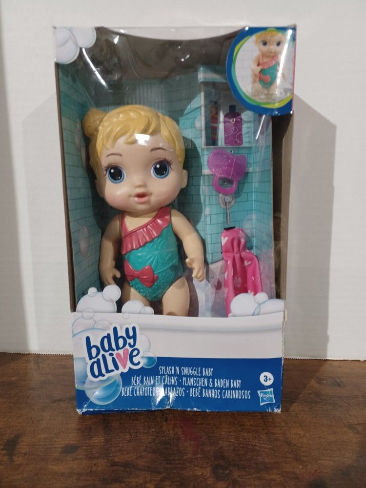 Hasbro Baby Alive Splash And Snuggle Blonde Baby Doll New 