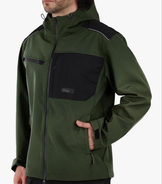 Ellobird Men's Softshell Durable Workwear Utility Hoodie Fleece Jacket Size XL 