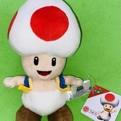 ❤️🍄🤎🐸🔷✨NINTENDO SUPER MARIO BROS. TOAD (THE MUSHROOM🍄)10.5”PLUSH DOLL🟡🐸🍄🔵❤️✨